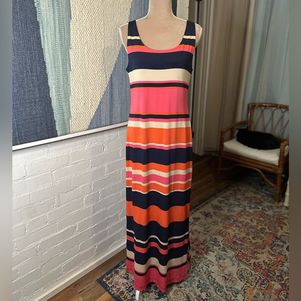 Jessica Howard Striped Neon Pink and Orange Maxi Dress - Picture 3 of 8